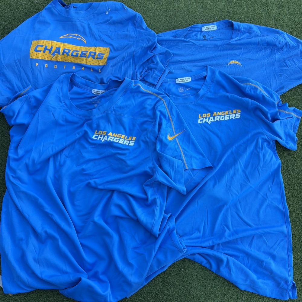 Nike Los Angeles Chargers Team Issued Staff + On Field Dri Fit Shirts Lot XL & L